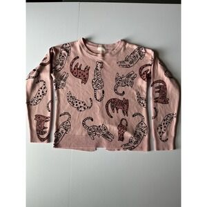 Next Tiger Leopard Print Sweater Girls 8Y Pink Excellent Split Back Knit Top